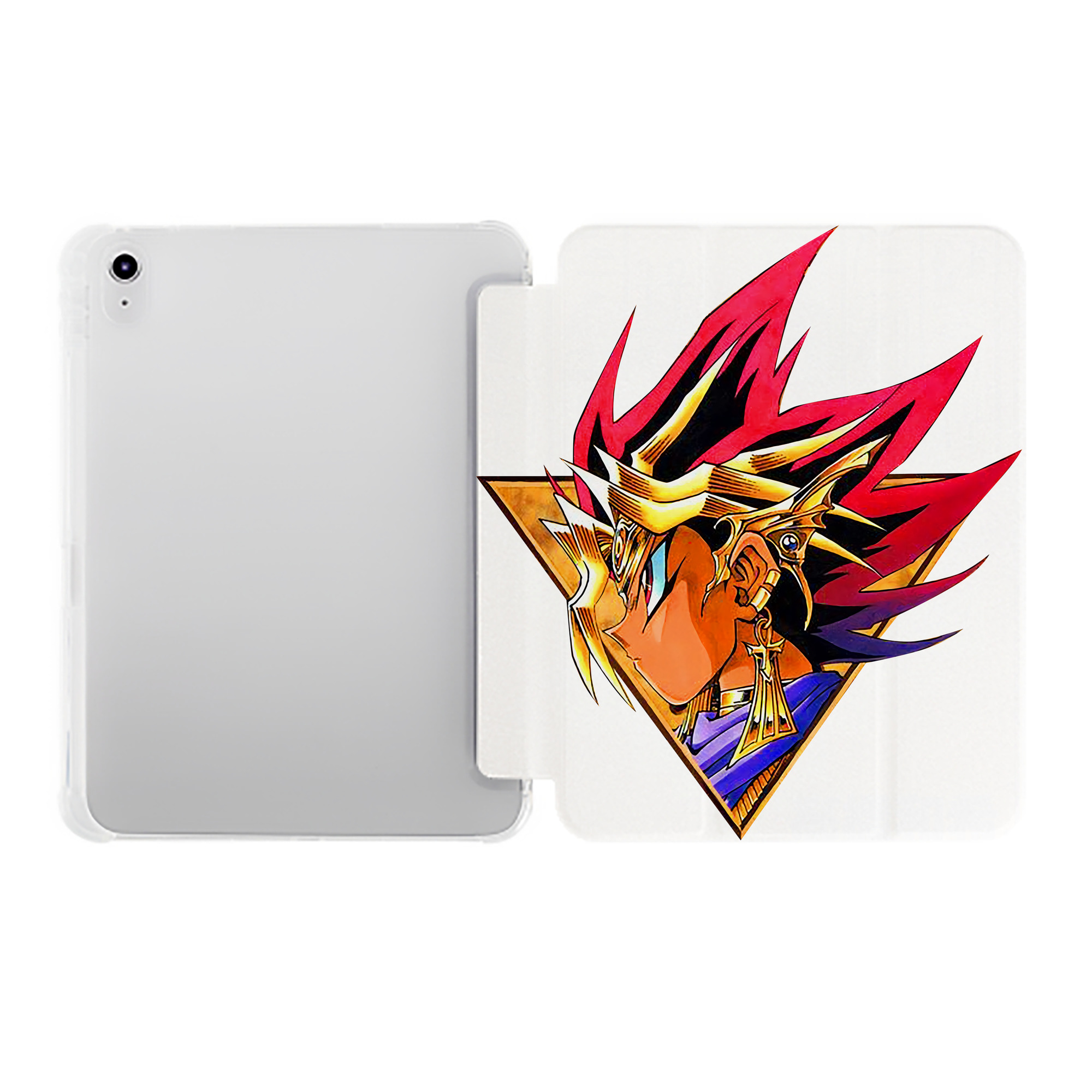 （画像用） 遊☆戯☆王 Yu-Gi-Oh! IPad ケース ペン収納付き 三つ折りスタンド PUレザー×シリコン 対応機種9.5/10.5/10.9インチ